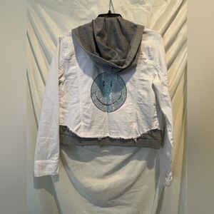 White Denim Jacket w/Removable Hood - Fits Small / Medium